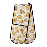 Guantes de horno dobles para horno, patatas, patatas fritas, puré de patatas, guantes de horno, resistentes al calor, acolchados para barbacoa, hornear, cocina, guantes de cocina