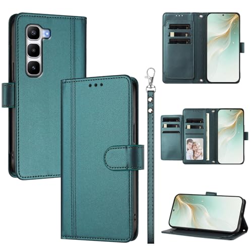 �X�}�z�P�[�X �Ή��@�� for Infinix Hot 60 Pro Plus �X�}�z�P�[�X�y�E�H���b�g�f�U�C�� �f���A���J�[�h�X���b�g �L���b�V�� �t���b�v���X�^���h �����h�~�zGreen
