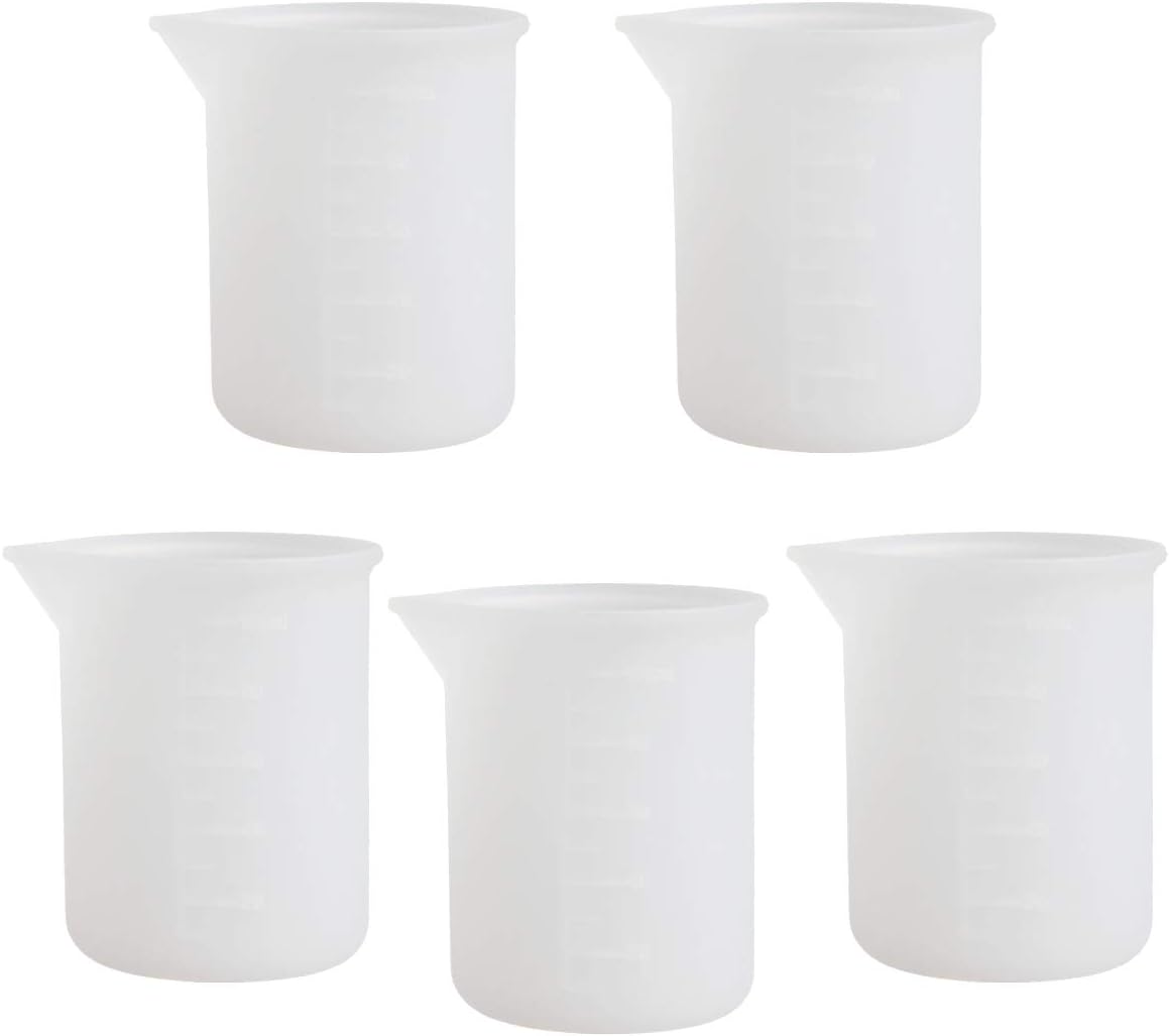 Hapy Shop 5 Pcs 100 ml Silicone Measuring Cup for Resin,Silicone Resin Cups Mixing Cups with Precise Scale for Resin Art