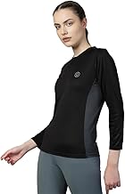 CHKOKKO Women’s Solid Quick Dry Sports Full Sleeve Regular Fit Active Wear Gym Tshirt Round Neck Breathable Side Mesh Panels for Running Yoga Workout