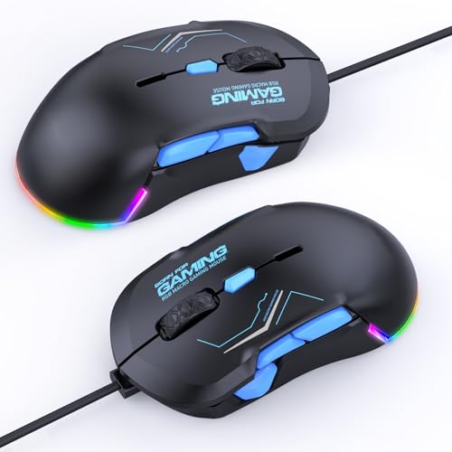 Garsent Mouse da Gioco con Luce RGB, Mouse Ergonomico Cablato