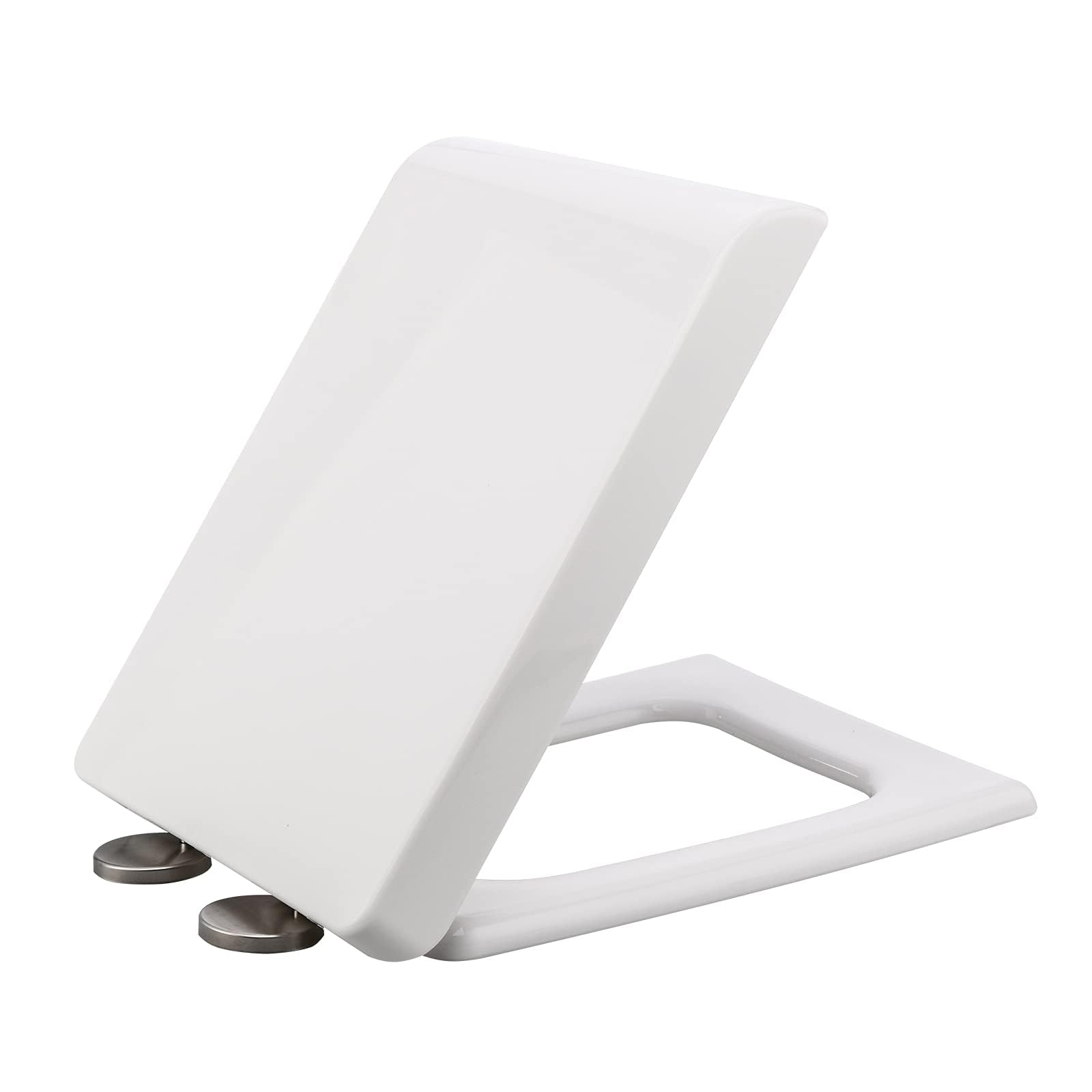 Abattant de toilette carré blanc universel en PP avec fixation par le haut