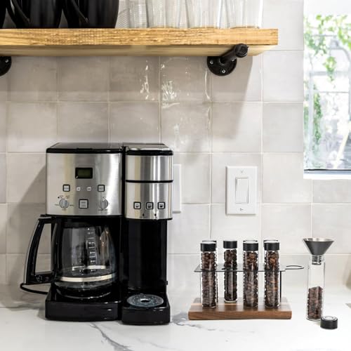 AVLA 8 Pack 2 OZ Coffee Bean Cellar Tubes, Single Dose Coffee Beans Storage with One-Way Exhaust Valve, Glass Espresso Beans Container, Dosing Vials with Wooden Stand Hopper for Coffee Lover, 20-22g by AVLA - Used condition - Image 8