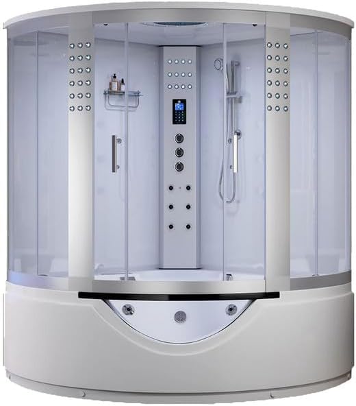 Vidalux Kingston Luxury Corner Steam Shower & Airspa Whirlpool Bath - White, 1500 x 1500 x 2250mm - Quadrant Shape, Built-in DAB Radio with Speaker System - 5 Years Warranty