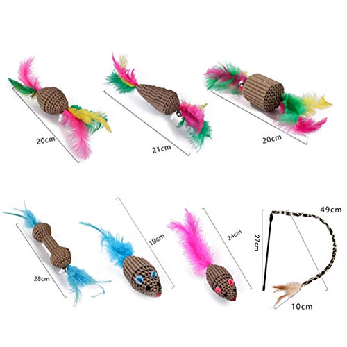 brinquedo de gato,Funien 7 PCS Cat Scratch Toy Interactive Cardboard Chew Toys Variety Pack Set incl