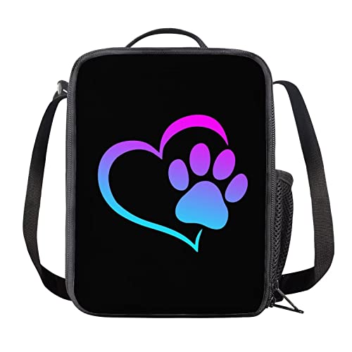 HELLHERO Dog Paw Print Lunch Bag Insulated Lunch Box Lunch Tote Bags Reusable Storage Pouch Meal Holder for Women Men Teen Girls Boys Kids Work Picnic School Travel