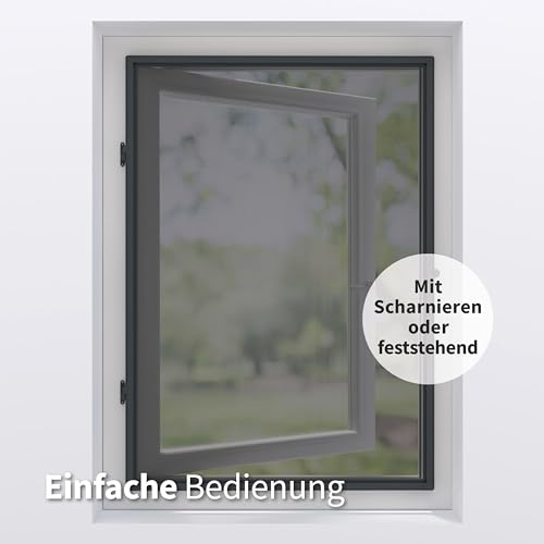 Cocoon Fliegengitter Fenster 85 x 105, Insektenschutz Alurahmen, Mückennetz Fenster - Weiß