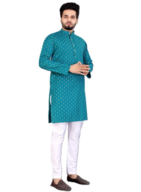 Mens Cotton Blend Printed Kurta with Pajama Comfortable FitPT-36-picture-39