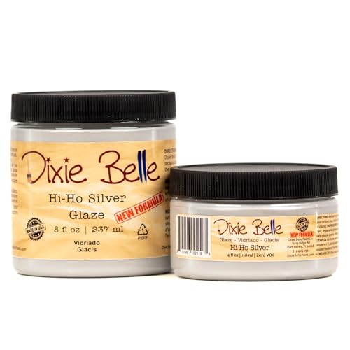 Dixie Belle Hi Ho Silver (4oz) Water-Based Paint Glaze for Stippling and Color Washing - DIY Home Decor Glaze