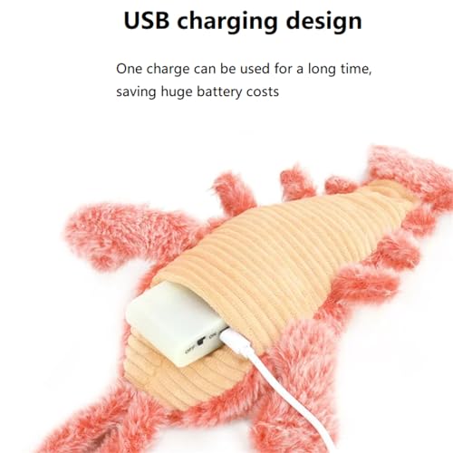 CHICHIYANG Brinquedo de movimentação de camarão de 5 V, carregamento USB, de flanela macia, camarão