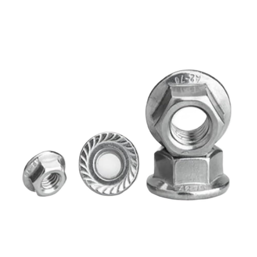 2-10 pezzi M4 M5 M6 M8 M10 M12 in acciaio inossidabile con filettatura inversa, dadi flangiati esagonali, dadi sinistri, inserto di bloccaggio a dentatura rotante(M5 10pcs)