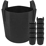 Kit de 10 sacos para el cultivo de plantas, fabricados en resistente tejido geotextil. Permeable al agua y al aire para favorecer un crecimiento acelerado de las plantas y la prevención de enfermedades.