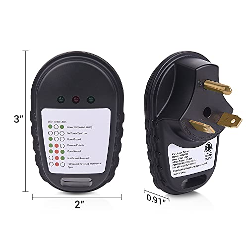 Mictuning 30 Amp 125 Volt Rv Circuit Analyzer, Rv Receptacle Power Tester Nema Tt-30P With Led Indicator Light, For Rv Camper, Travel Trailer, Motorhome, Caravan, Tourer #TOP6