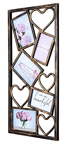 Cadre photo 5 photos 10 x 15 cm 13 x 18 cm Cœur cuivre noir Galerie Décoration murale Collage