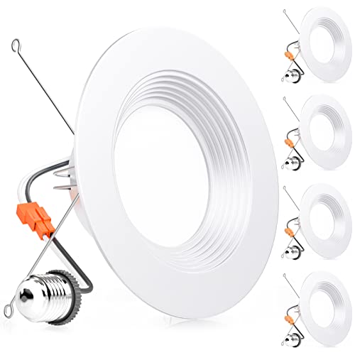 Ensenior 5/6 Inch LED Can Lights 4 Pack, Metal Baffle Trim, Dimmable, Damp Rated, 12W=110W, 1100LM Retrofit Led Recessed Lighting, 3000K Warm White, ETL & FCC, Energy Star Ensenior 5/6 Inch LED Can Lights 4 Pack, Metal Baffle Trim, Dimmable, Damp Rated, 12W=110W, 1100LM Retrofit Led Recessed Lighting, 3000K Warm White, ETL & FCC, Energy Star