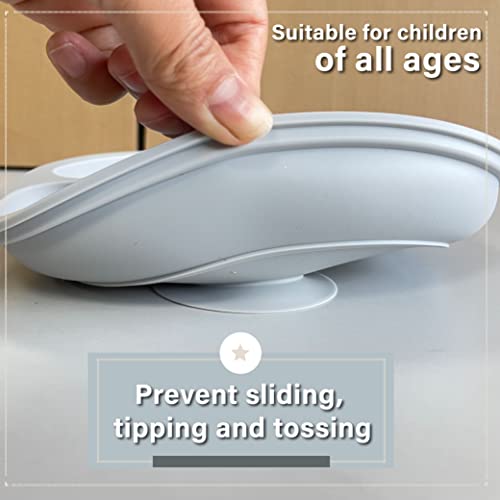 Rq Brothers Suction Plates For Baby - First Meal Silicone Baby Feeding Set With Spoon Baby Plates With Suction Bpa Free Silicone Plates For Baby Divided Design Baby Plates (Grey) #TOP3