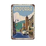 Letreros de metal de viaje de Andorra, póster de metal para el hogar, bar, cafetería, garaje, baño, 30 x 20 cm