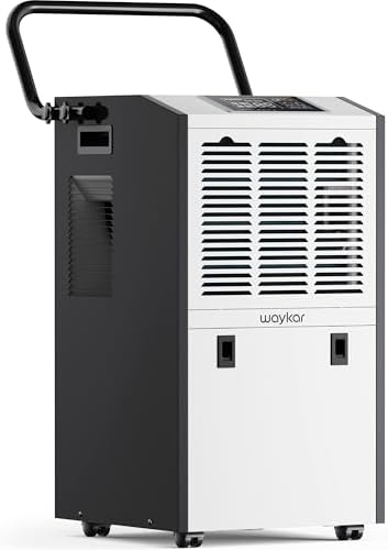 Waykar 155 Pints Large Commercial Dehumidifier with Drain Hose and Water Tank, Industrial Dehumidifier in Large Space up to 8000 Sq. Ft for Home, Basements, Whole House, Library