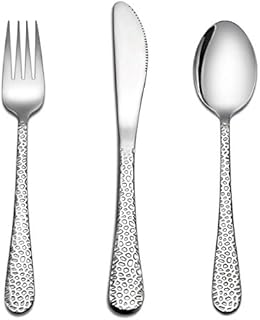 Kids Cutlery Sets, HaWare 9-Piece Toddler Cutlery Stainless Steel Child Flatware Silverware Set, Childrens Utensil Includes 3 Knives, 3 Forks, 3 Spoons, Hammered Edge& Mirror Finish, Dishwasher Safe