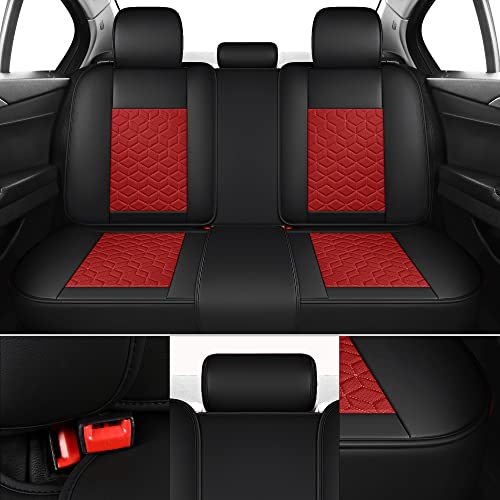 Tapha Executive Leatherette Car Seat Cover & Cushion Set, Breathable And Water-Resistant, Universal Fit For Car Suv & Truck (Front And Rear Seats, Black & Red) (Tap-01-B2) #TOP2
