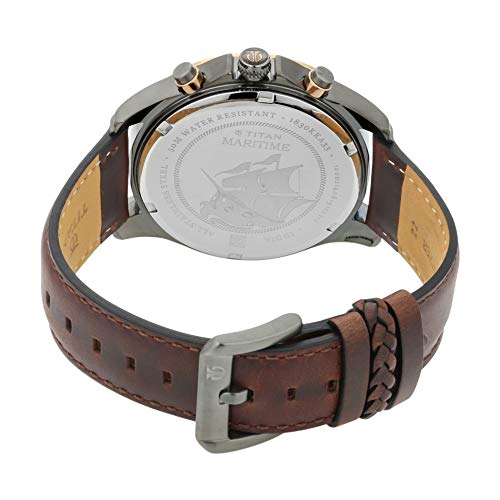 Titan Men's Maritime Pro Lateen Sail Chronograph Green Leather Watch-NS1830KL02 - Image 5