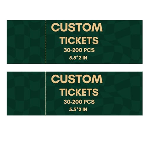 Custom Tickets for Events, Personalized Raffle Tickets with Tear-Away Stubs, 30-200 pcs,5.5 * 2 in, Upload Your Design(NO Number)