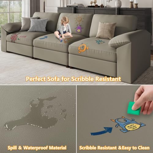Image of EASE MOOSE Modular Sectional Sofa, Sofas for Living Room, Light Grey