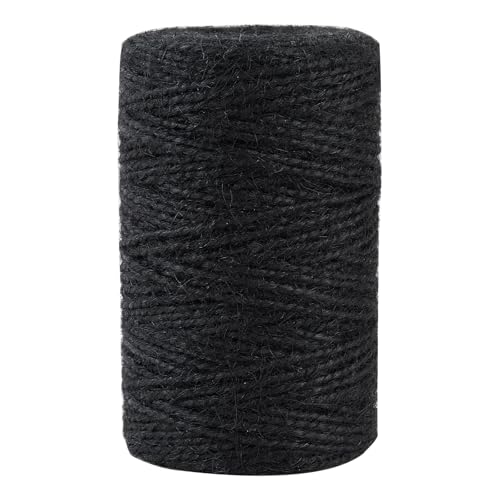 328 Feet 2mm Thick Black Natural Jute Twine, Garden Twine