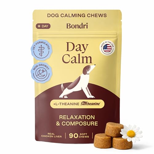 Bondri Day Calm™ Chews for Dogs - Natural Calming with L-Theanine - Supports Composure & Relaxation - Calming Aid for Small & Large Dogs – 90 Ct