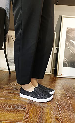 Image of FEVERSOLE Women's Fashion Shiny Soft Slip On Sneaker Sparkle Casual Comfort Loafers