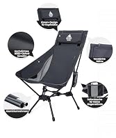 OneTigris TIGERBLADE Campingstuhl Hochlehner faltbar 150 kg, Klappstuhl Camping leicht Dreiecksrahmen, Angelstuhl klappbar mit 2 Seitentaschen, Faltstuhl Ultraleicht für Outdoor, Wandern(Grau) – Ansicht 6