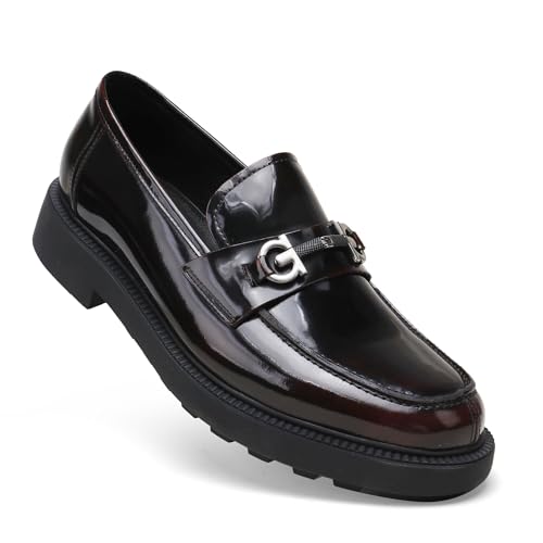 Image of Premium Mens Leather Dress Shoes, Classic Formal Alligator Printed Business Loafer Handmade Buckle Party Wedding Penny Shoes Father's Day Shoe for Men, Black