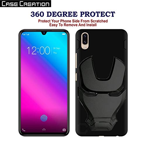 Image of COVERLY Official 3D Touch Feel Trending Marvel Avengers Logo Mask Soft Rugged Grip Silicone Iron Man Super Power Cartoon Movie Engraved Silicone Matte Back Cover for Vivo X23 - Black