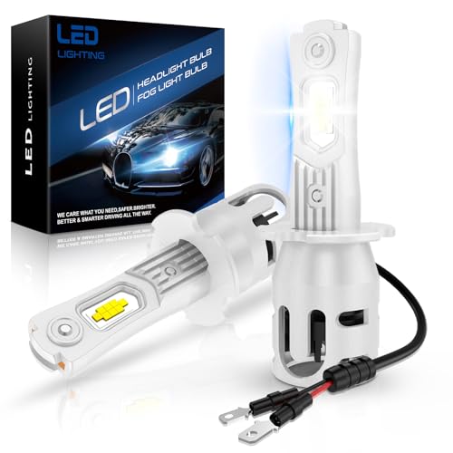 OVVOFPP Bombilla LED H3 120 W 30000LM 700% Super Bright, 6500 K Blanco Frío, No requiere adaptador, Anti Error, Mini Tamaño 1:1 Ventilado, Plug & Play, 2 bombillas H3