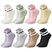 Jspupifip 8 Pairs Striped Athletic Socks for Women, Fashion Casual Breathable Cotton Ankle Socks