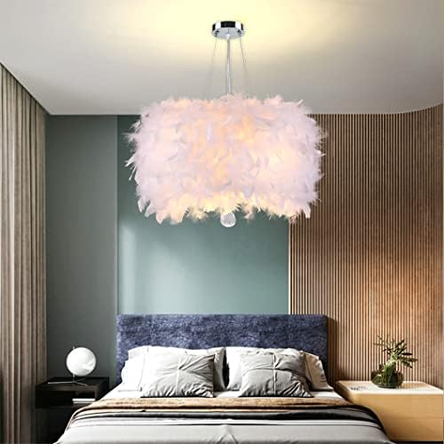 LIUNIAN 30CM Ceiling Lamp Chandelier Lampshade Modern Fashion Feather Ceiling Light with Shade and Crystal Pendant for Living Room Bedroom Porch Bar Restaurant Hotel
