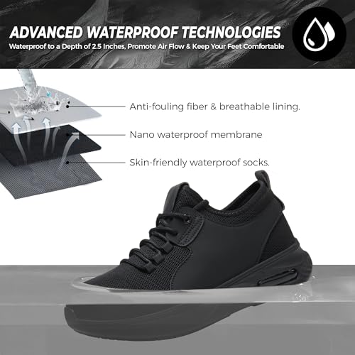 Image of Waterproof Steel Toe Shoes for Men Women Work Shoe Lightweight Safety Sneakers Comfortable Puncture Proof Shoe Zapatos Punta de Acero para Hombres Black