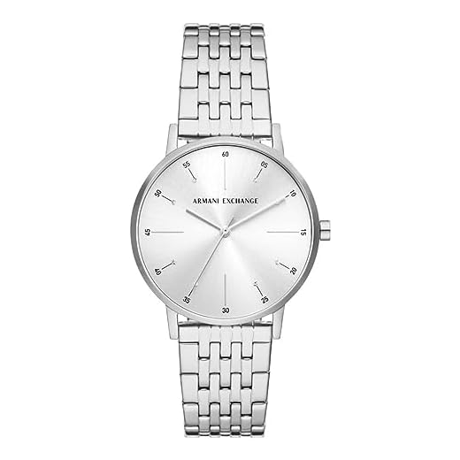 Armani Exchange Reloj para mujer, Movimiento de tres manecillas, caja de 36 mm de acero inoxidable plateado con correa de acero inoxidable, AX5578