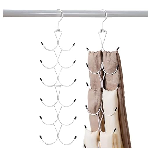 1 Lot de Cintre Foulard,Organisateur D'écharpes avec 12 Crochets,Cintre Porte Cravate pour Garde-Robe,Organisateur de Placard Peu Encombrant pour Foulards,Châle,Ceinture,Cravate (Blanc)