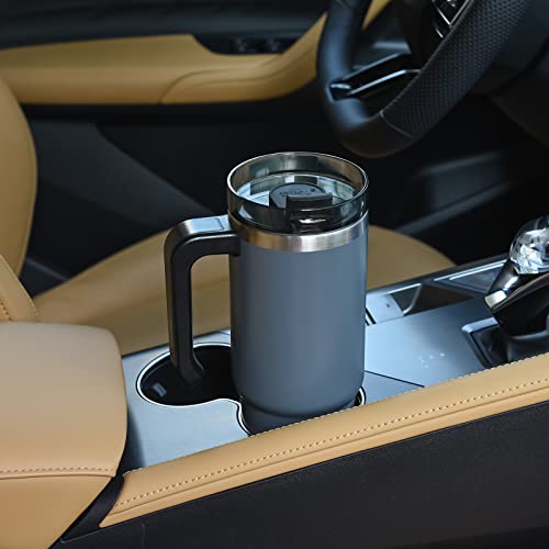31Oz Tumbler With Handle And Straw Lid, Stainless Steel Insulated Tumblers, Travel Mug For Hot And Cold Beverages, Thermos Travel Coffee Mug Cup, Gray #TOP7
