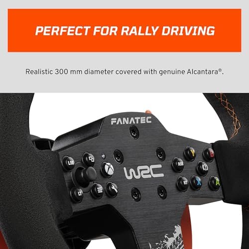 FANATEC CSL Elite Officially Licensed WRC Rally Sim Racing Steering Wheel | Alcantara Grip, RevStripe LED Display, Removable Paddles, Plug-and-Play for PC, Xbox Series X|S, Xbox One