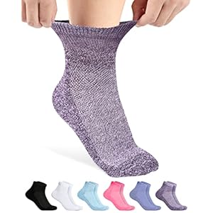 Pembrook Diabetic Ankle Socks for Men & Women | 6 Pairs Wide Non Binding Socks Quarter Length | Edema Neuropathy Socks