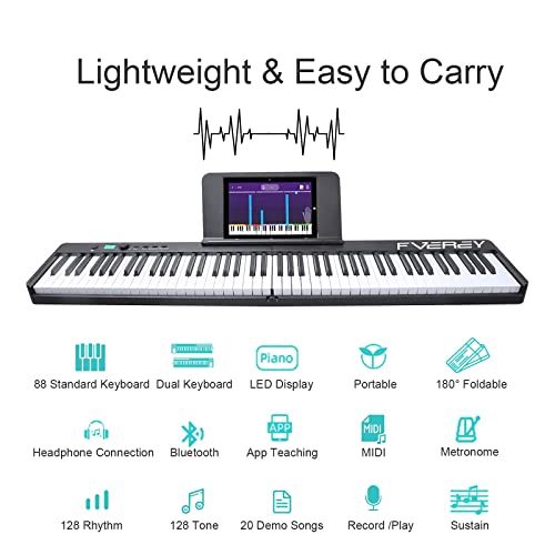 Piano pliant portable 88 touches Bluetooth avec pédale de sustain et étui de transport - Les Beatles, Paul McCartney, John Lennon, RIngo Starr, George Harrison Piano pliant portable 88 touches Bluetooth avec pédale de sustain et étui de transport – Image 6
