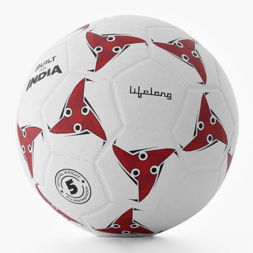 Lifelong Rubber Professional Football | Durable Rubberised Molded Soccer Ball for Hard Ground, Grass & Turf | 32 Panel for Training | for Men & Women (Size-5, White)