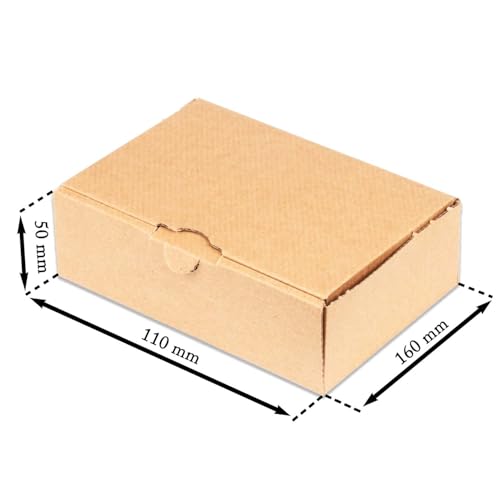 kartonprimus Maxibriefkartons 160 x 110 x 50 mm MB-1 braun Maxibrief Karton Faltschachtel stabil Versandkarton für Post DHL Versand DIN A6 Warensendung Büchersendung Versandschachtel (25 Stück)
