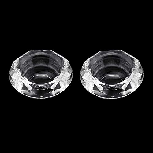 2pcs Rhombus Cutting Surface Crystal Clear Acrylic Liquid Powder Glass Dappen Dish Glass Cup Bowl for Acrylic Nail Art Transparent Kit, HJ-NAPB022