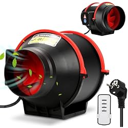 Extractor De Aire En Linea Ikodm Ventilador de tubo ajustable de 100 mm, ventilador de canal en línea, 320 m3/h, ventilador extractor silencioso con control remoto, enchufe europeo para baño, baño, cocina, invernadero