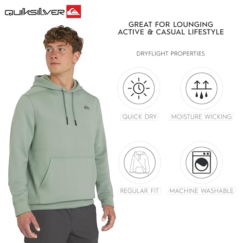 Image of Quiksilver Men's Regular Fit Active Performance Heavyweight Jacquard Mesh and Polar Fleece Pullover Hoodie (S-XL)