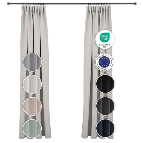 Blumtal Cortinas Opacas 2 Piezas 138x117cm - Cortinas Salon Opacas certificadas Oeko-Tex - Cortinas Dormitorio con Ojal - Cortinas termicas aislantes Frio y Calor - Cortinas Blackout Grises Claro