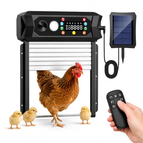 Solar Automatic Chicken Coop Door - Roll-Up & Anti-Jam - 9.45"×10" Opening